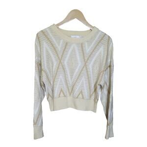 Lush Womens Crew Neck Honey Butter Crop Sweater Size Medium